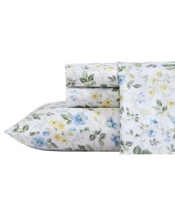 Meadow Floral Blue Cotton Sateen Sheet Set