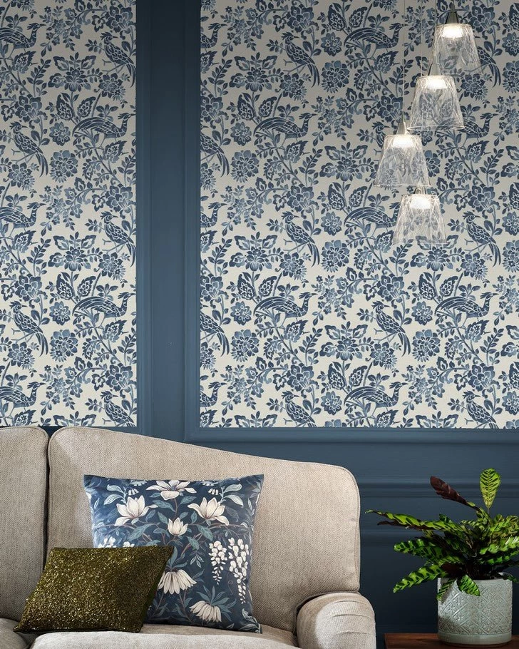 Adain Palace Dark Seaspray Blue Wallpaper Sample - Image 4