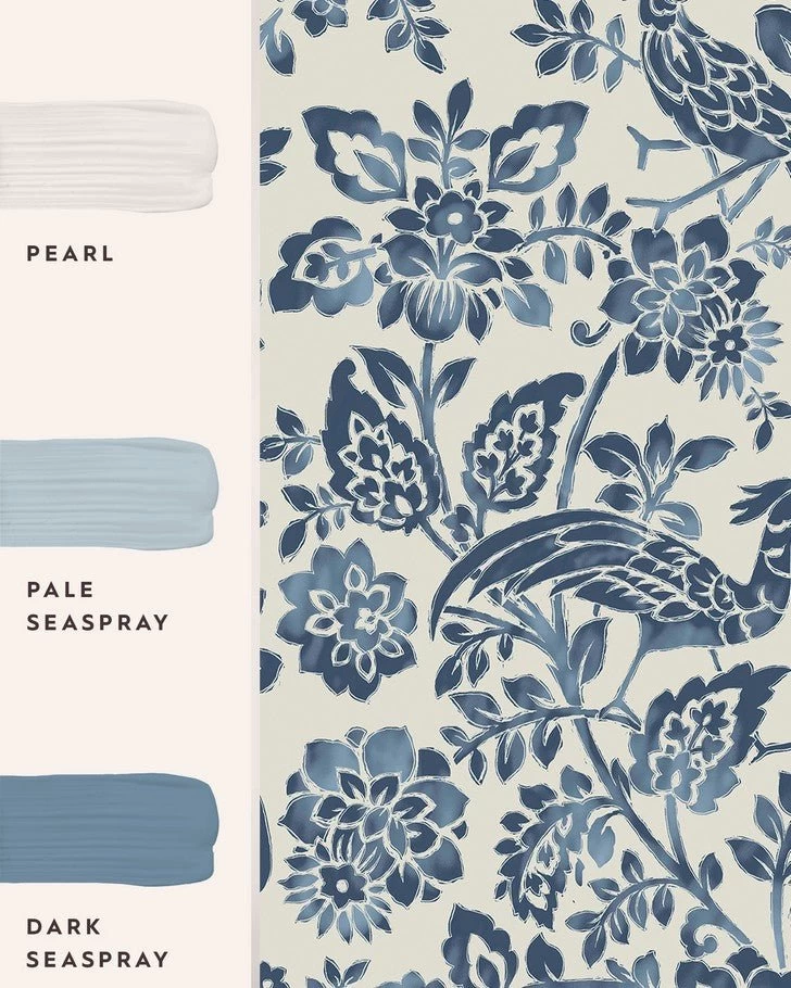 Adain Palace Dark Seaspray Blue Wallpaper Sample - Image 5
