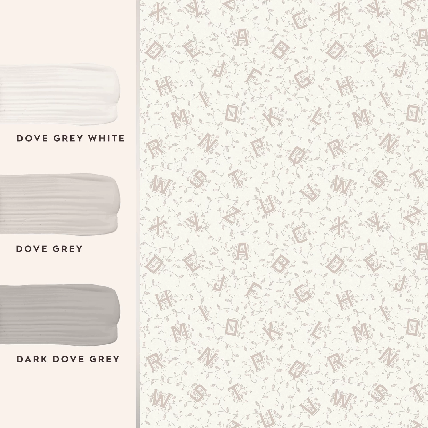 Alphabet Dove Grey Wallpaper Sample - Image 5