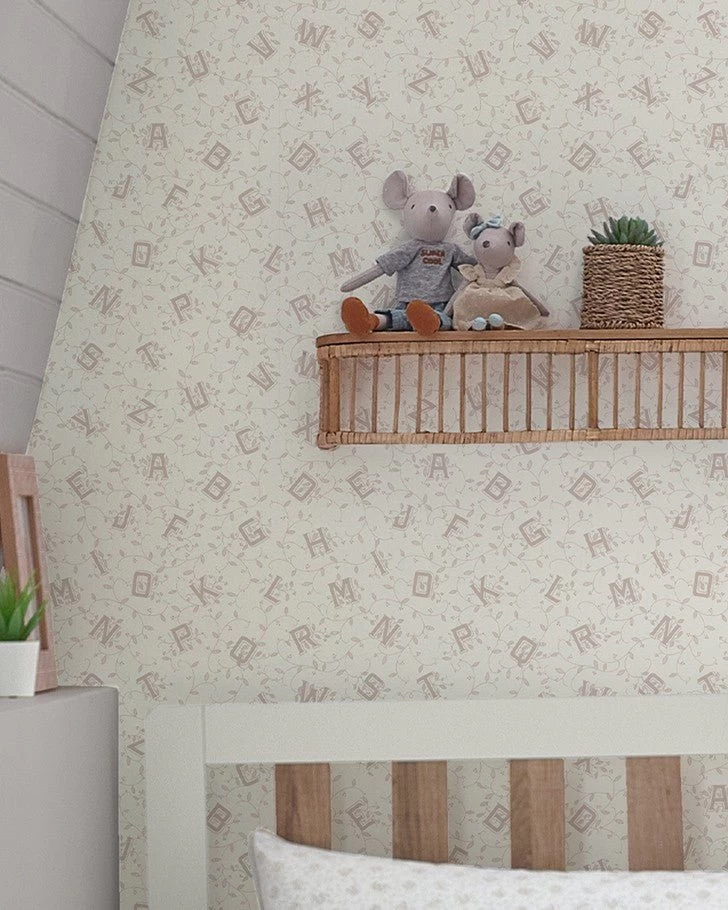 Alphabet Dove Grey Wallpaper Sample - Image 4