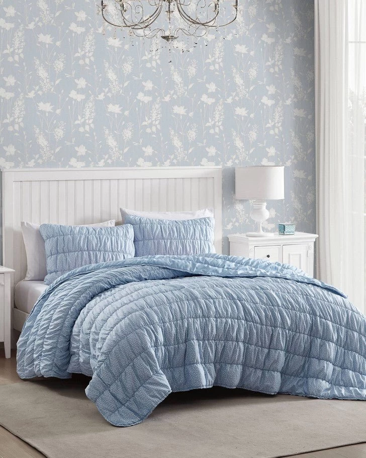 Amalia Microfiber Blue Quilt Set - Image 9