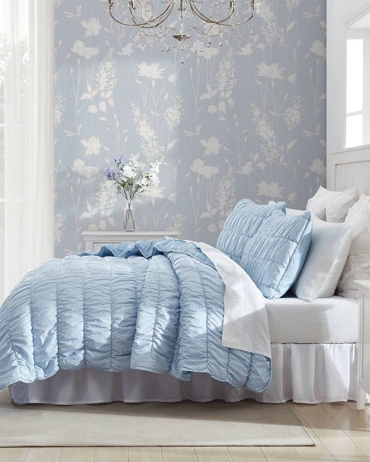 Amalia Microfiber Blue Quilt Set - Image 2