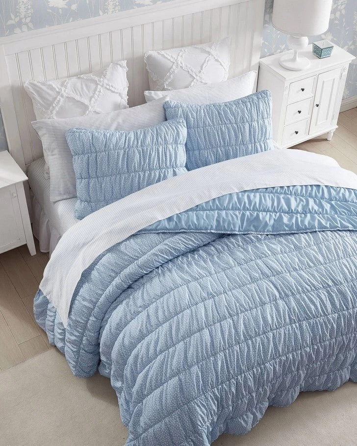 Amalia Microfiber Blue Quilt Set - Image 3