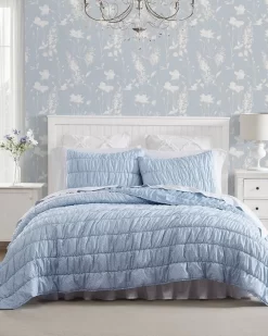 Amalia Microfiber Blue Quilt Set
