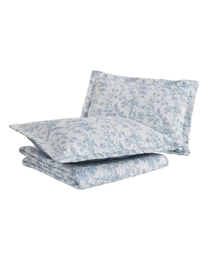 Amberley Soft Blue Reversible Quilt Bonus Set - Image 9