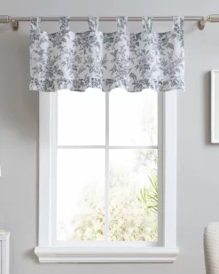Annalise Floral Grey Tab Top Valance