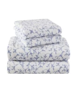 Annas Scroll Plush Fleece Periwinkle Sheet Set