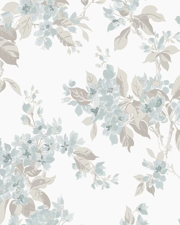 Apple Blossom Duck Egg Wallpaper