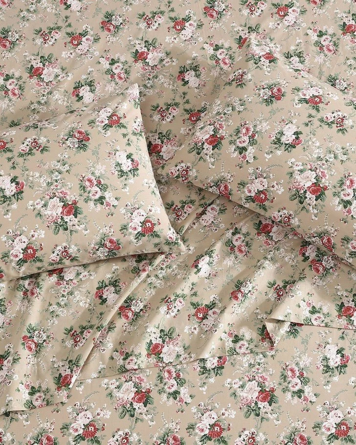 Ashfield Beige Cotton Percale Sheet Set - Image 3