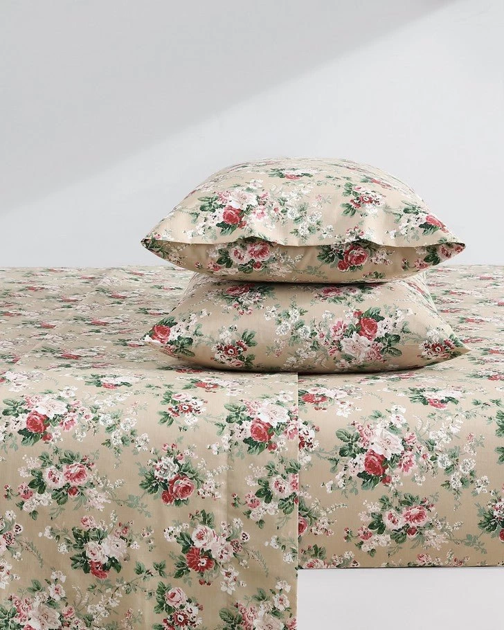 Ashfield Beige Cotton Percale Sheet Set - Image 7