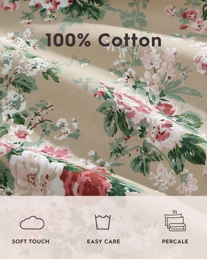 Ashfield Beige Cotton Percale Sheet Set - Image 8