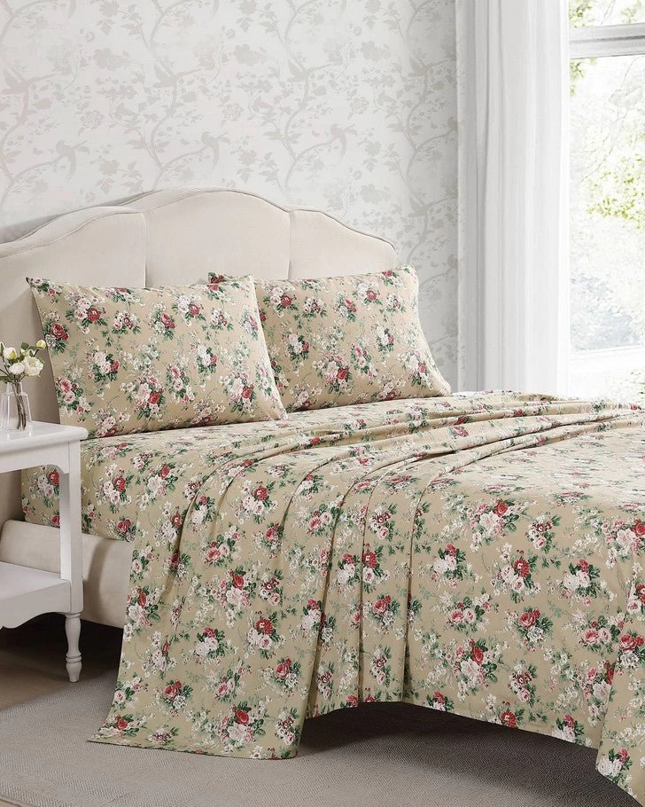 Ashfield Beige Cotton Percale Sheet Set - Image 2