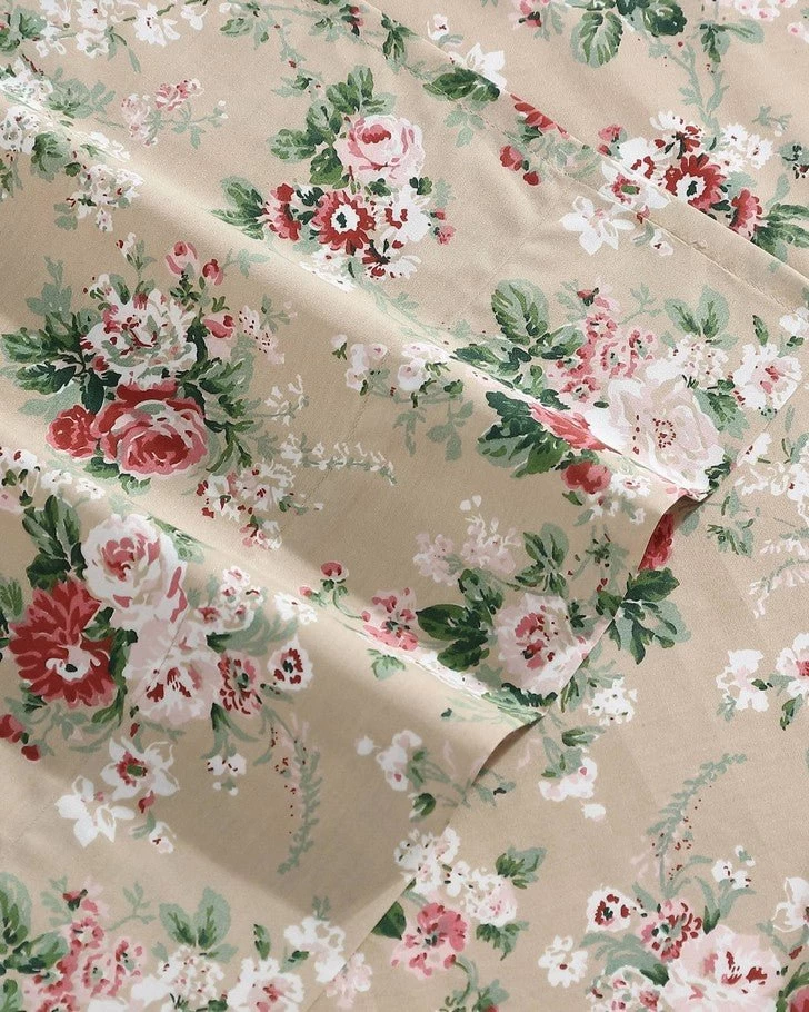 Ashfield Beige Cotton Percale Sheet Set - Image 4