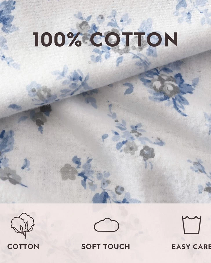 Audrey Grey Cotton Flannel Sheet Set - Image 7