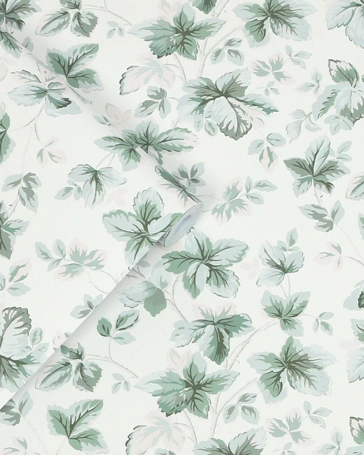 Autumn Leaves Sage Green Wallpaper Sample - Image 3
