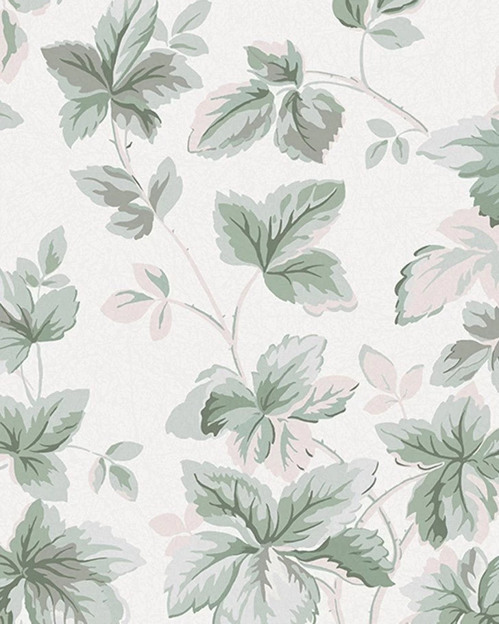 Autumn Leaves Sage Green Wallpaper Sample - Image 4