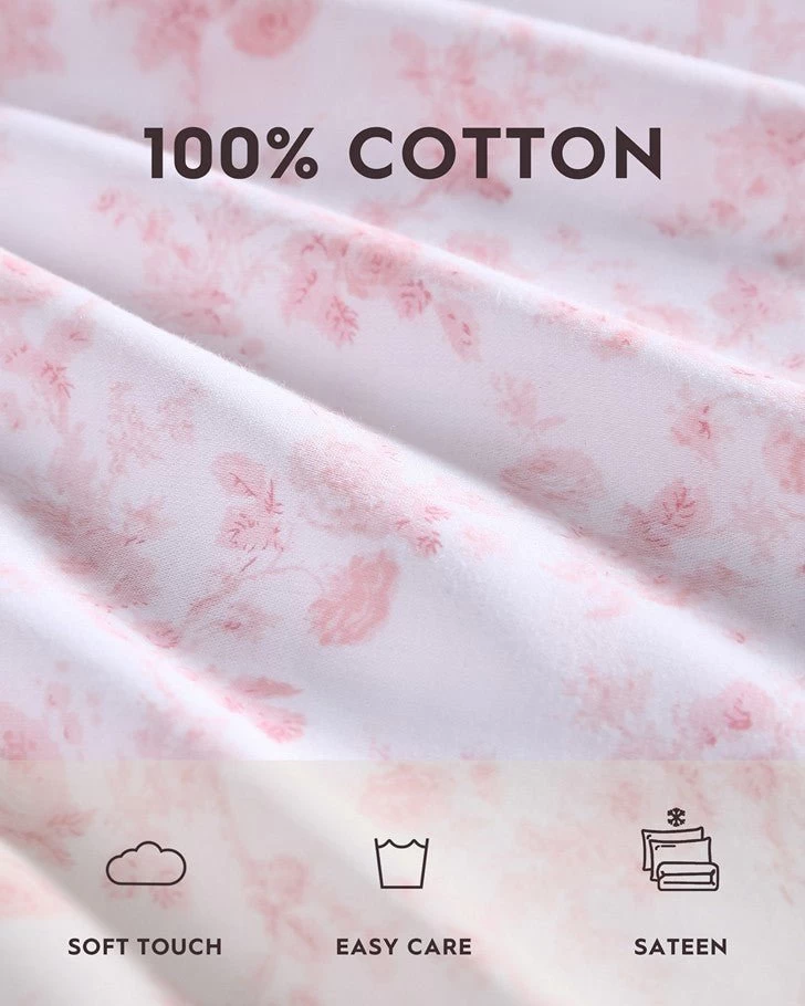 Bella Pink Cotton Sateen Sheet Set - Image 8
