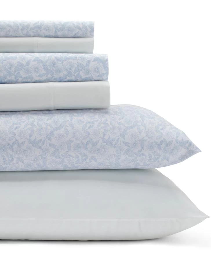 Belle Blue Cotton 6PC Sheet Set - Image 2