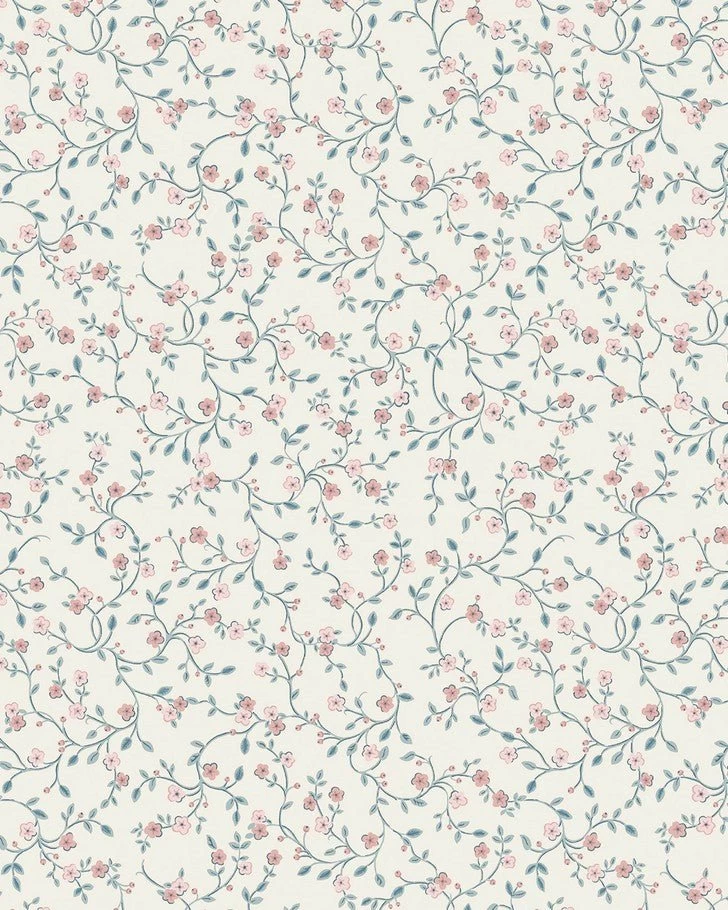 Blencow Sprig Dark Duck Egg Blue Wallpaper