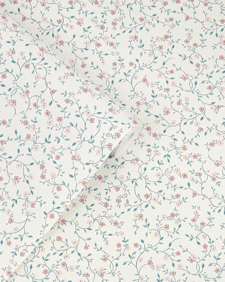 Blencow Sprig Dark Duck Egg Blue Wallpaper - Image 2