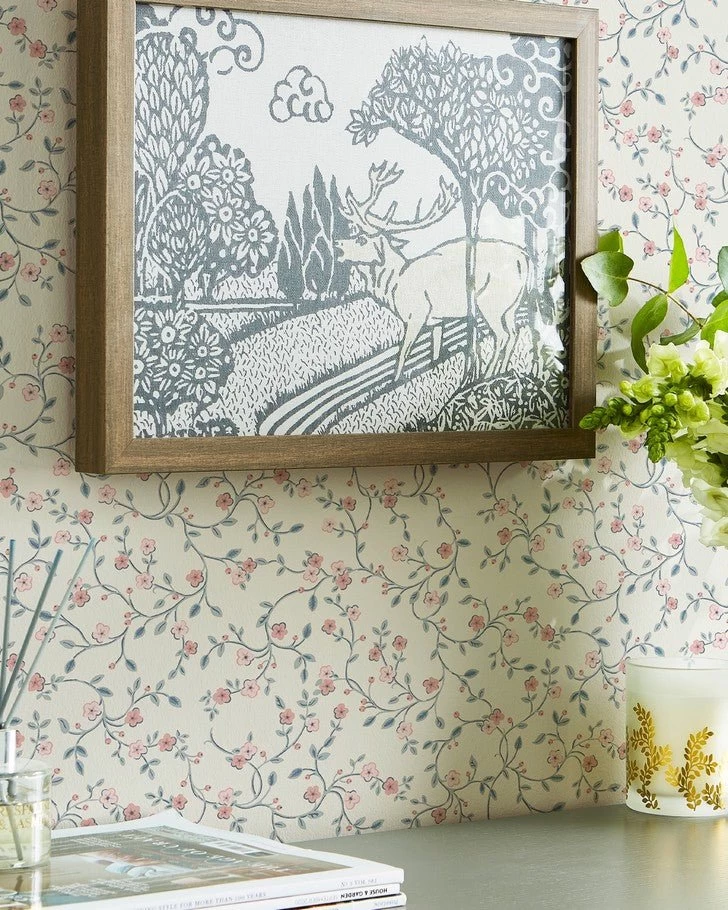 Blencow Sprig Dark Duck Egg Blue Wallpaper Sample - Image 4