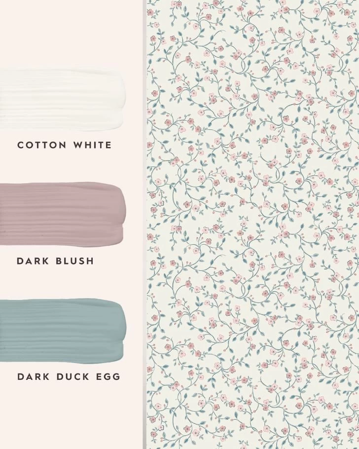 Blencow Sprig Dark Duck Egg Blue Wallpaper Sample - Image 3