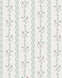 Blencow Stripe Dark Duck Egg Blue Wallpaper