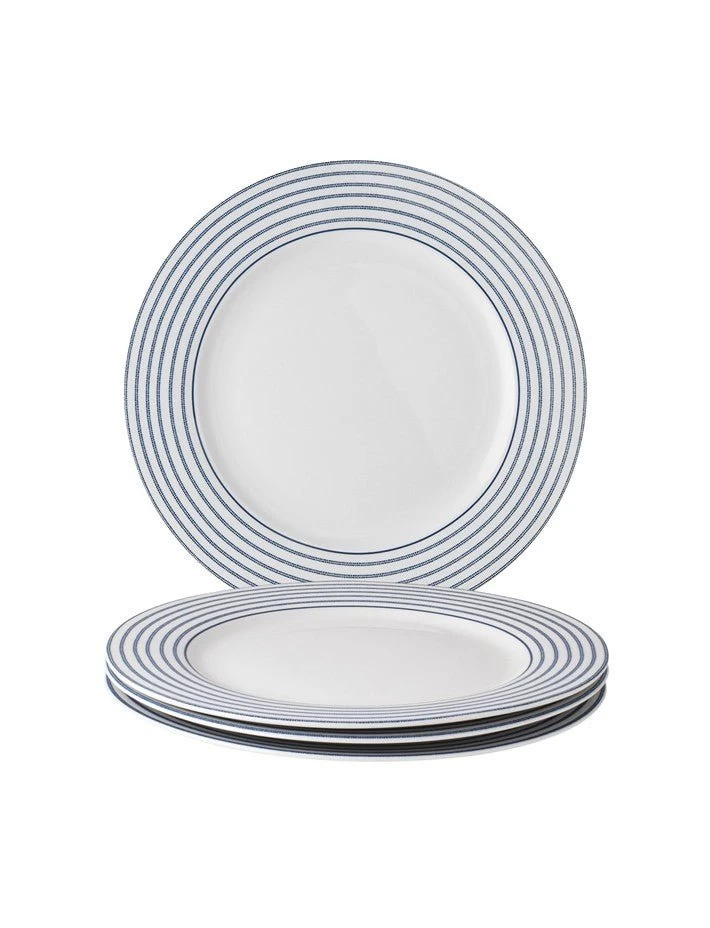 Blueprint Candy Stripe Set Of 4 Dinner Plates