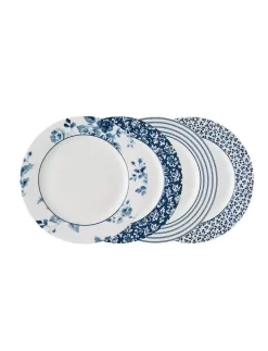 Blueprint Mixed Designs Set Of 4 Luncheon Plates