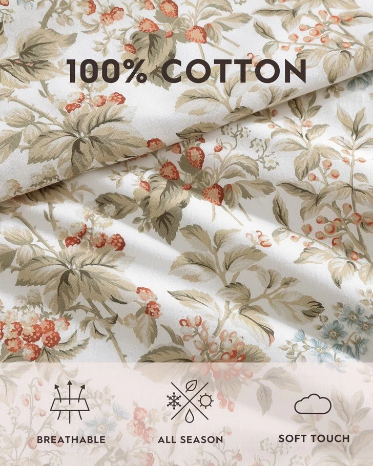 Bramble Floral Beige Cotton Reversible Comforter Set - Image 8