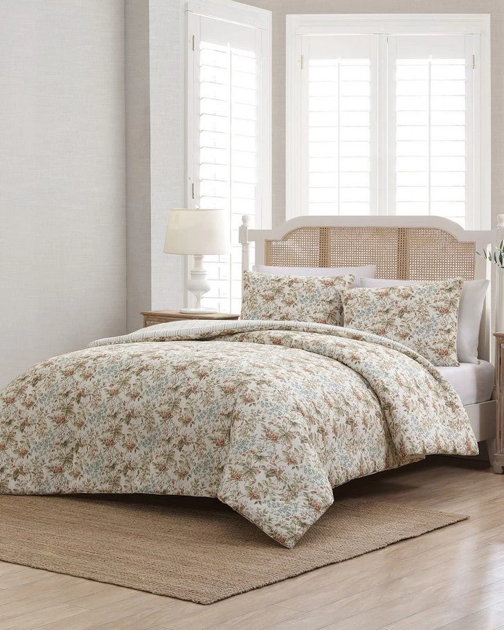 Bramble Floral Beige Cotton Reversible Comforter Set - Image 10