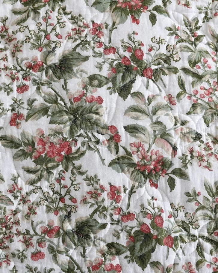Bramble Floral Green Cotton Reversible Quilt Set - Image 5