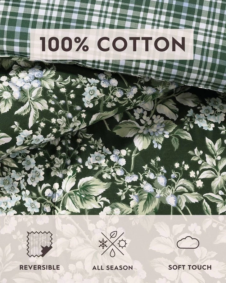 Bramble Floral Green Duvet Cover Bonus Set - Image 11