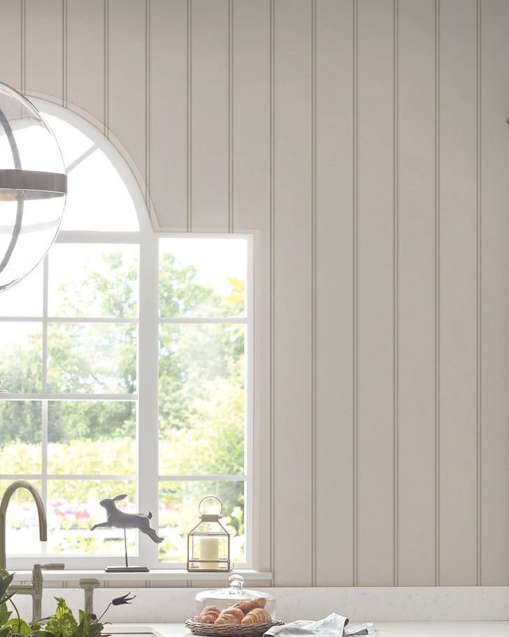 Chalford Wood Panelling Dove Grey Wallpaper Sample - Image 4