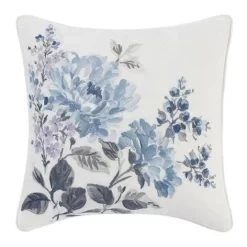 Chloe Cottage Blue Floral Embroidery Square Pillow