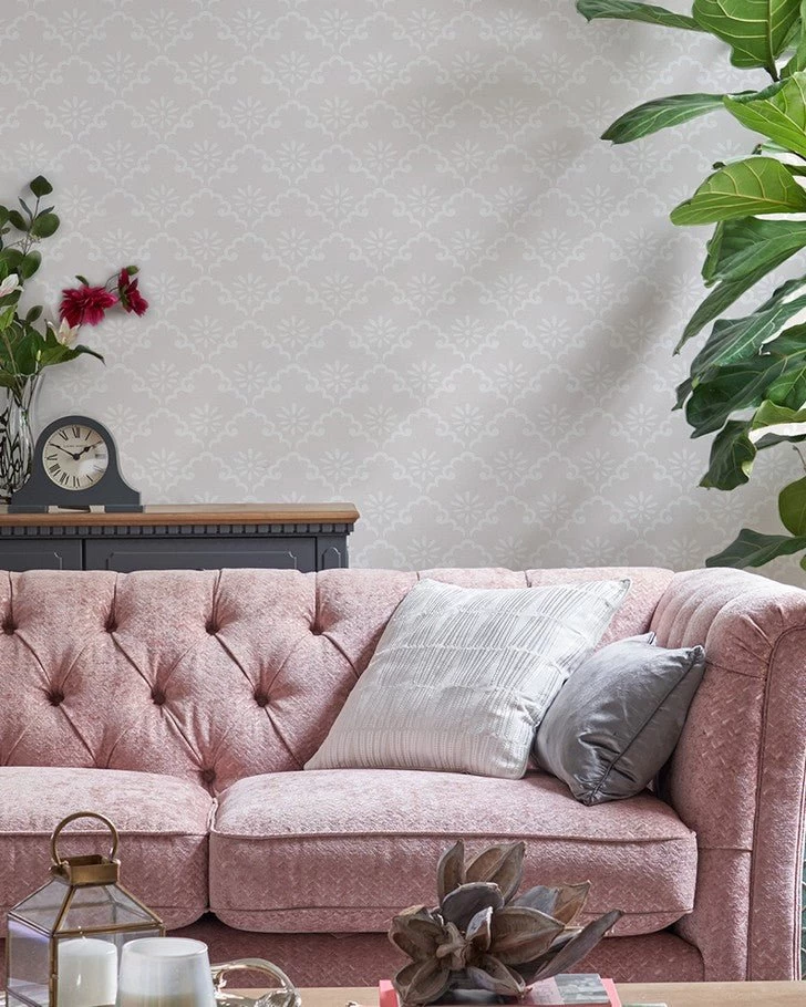 Coralie Sugared Grey Wallpaper Sample - Image 2