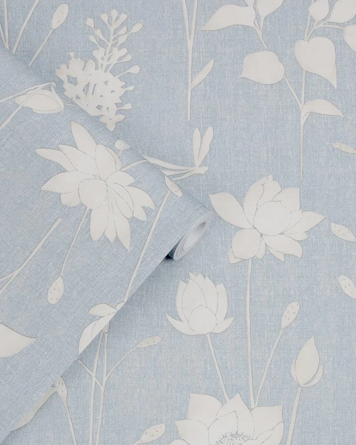 Dragonfly Garden Chalk Blue Wallpaper - Image 2
