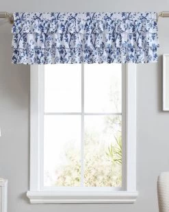 Elise Blue Tier Ruffled Window Valance