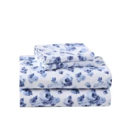 Emelisa Blue Cotton Flannel Sheet Set