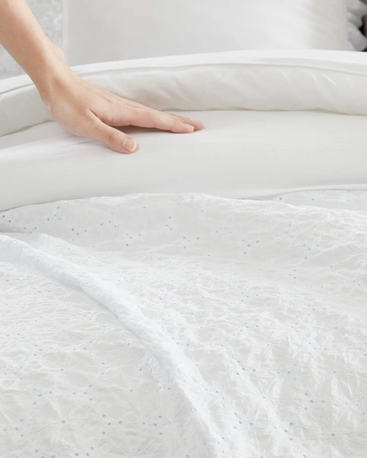 Eyelet Ruffle Microfiber White Comforter Set - Image 3