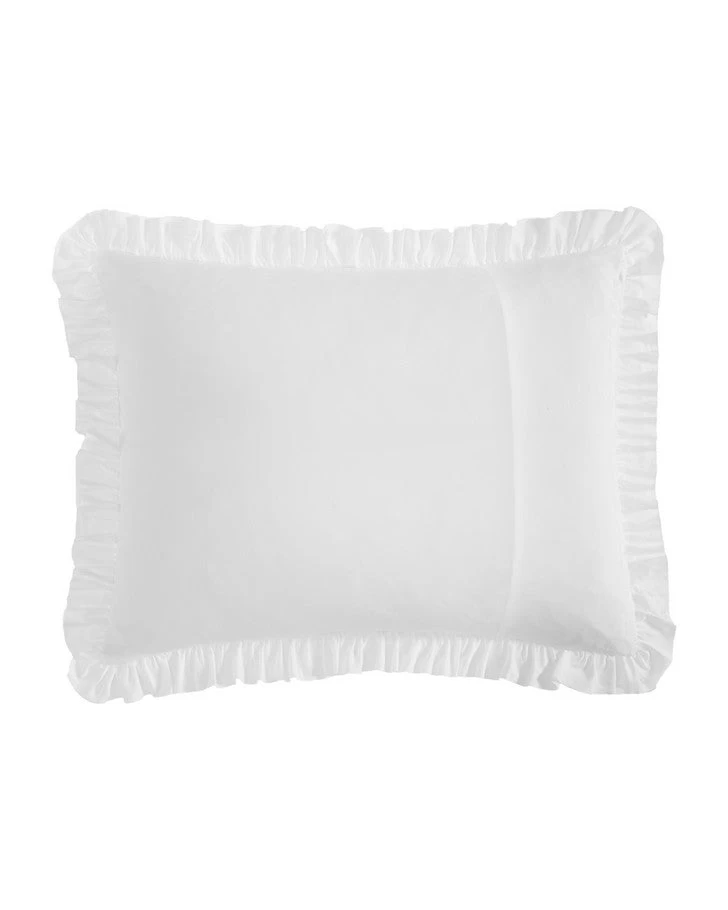Eyelet Ruffle Microfiber White Comforter Set - Image 7