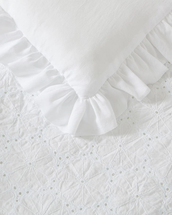 Eyelet Ruffle Microfiber White Comforter Set - Image 4