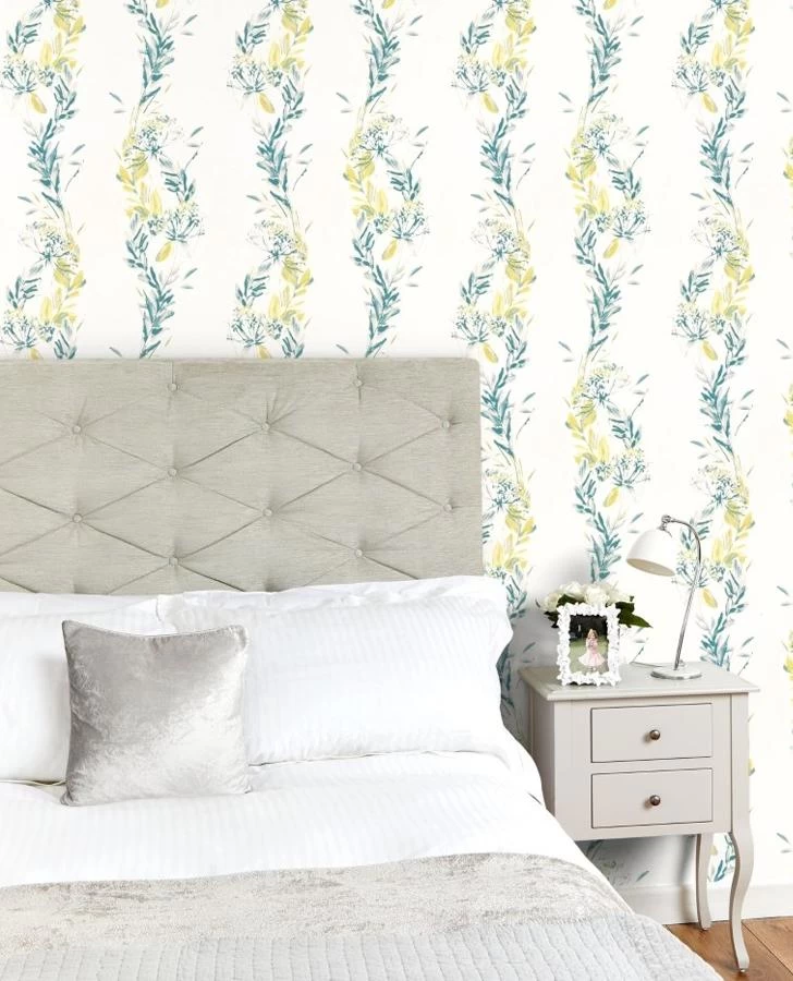 Laura Ashley Floral Stripe Grey-Green Wallpaper Sample - Image 4