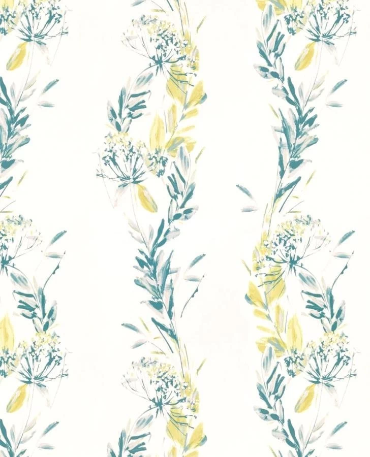Laura Ashley Floral Stripe Grey-Green Wallpaper Sample - Image 2