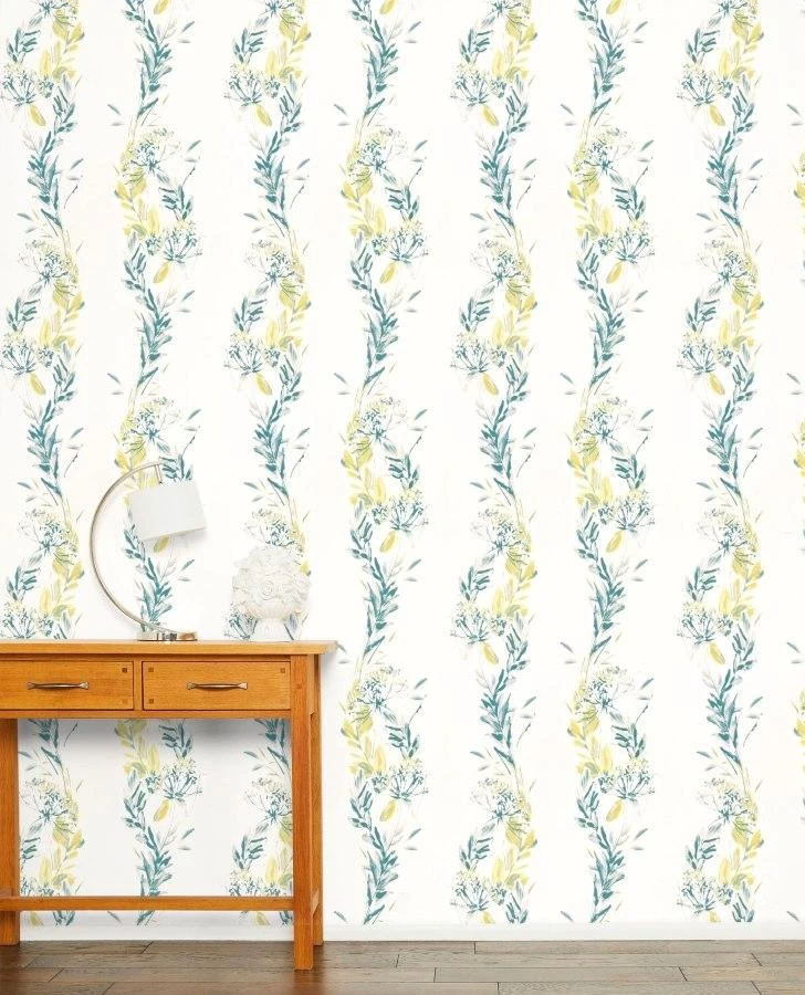Laura Ashley Floral Stripe Grey-Green Wallpaper Sample - Image 6