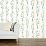 Laura Ashley Floral Stripe Grey-Green Wallpaper Sample - Image 9