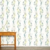 Laura Ashley Floral Stripe Grey-Green Wallpaper Sample - Image 7