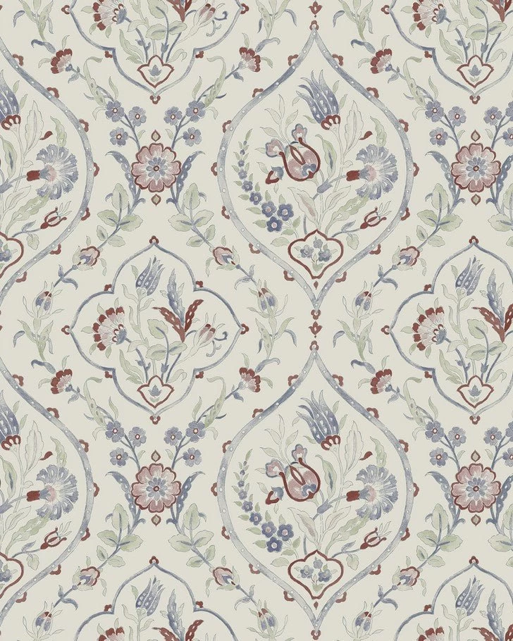 Foscot Damask Crimson Red Wallpaper