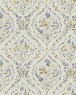 Foscot Damask Pale Ochre YellowWallpaper Sample